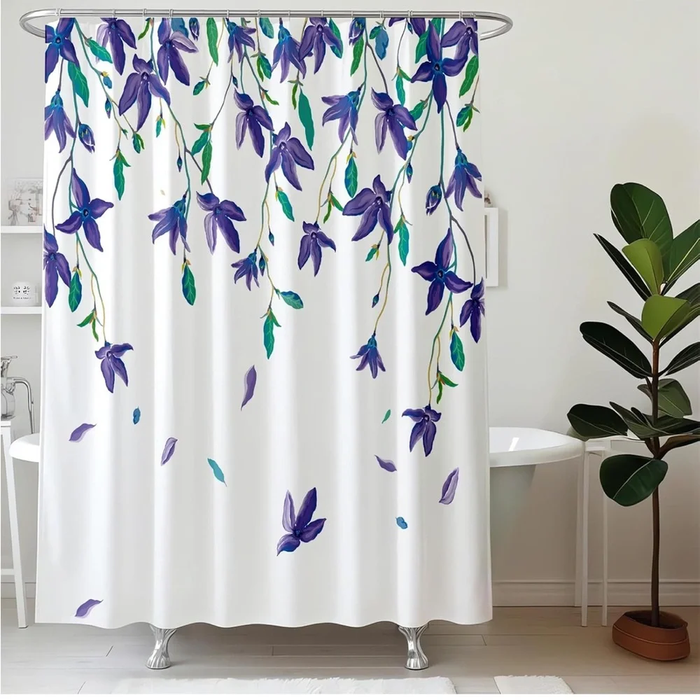 Elegant Purple Floral Shower Curtain